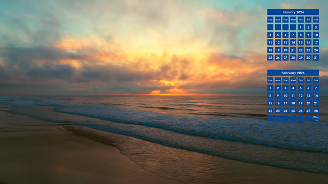 January 2026 Calendar "Morning Glow (Branding Movie Location)"