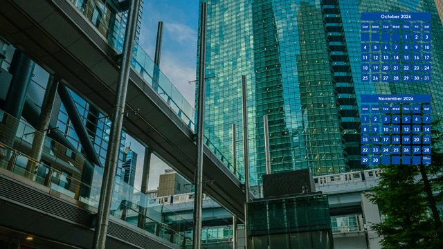October 2026 Calendar: Shiodome Underground Pedestrian Walkway (Tokyo)