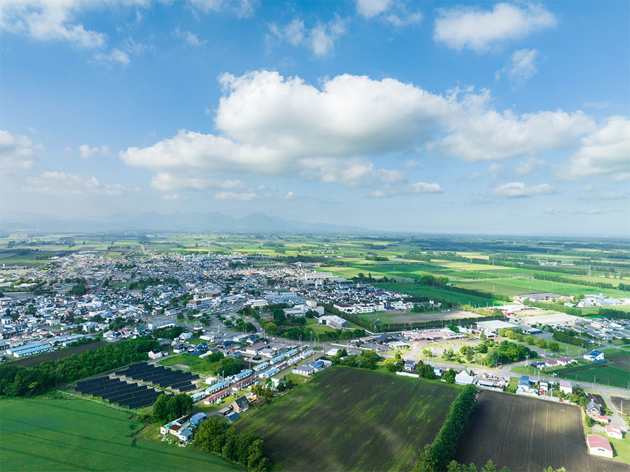 Panoramic view of the microgrid in Shikaoi Town, Hokkaido