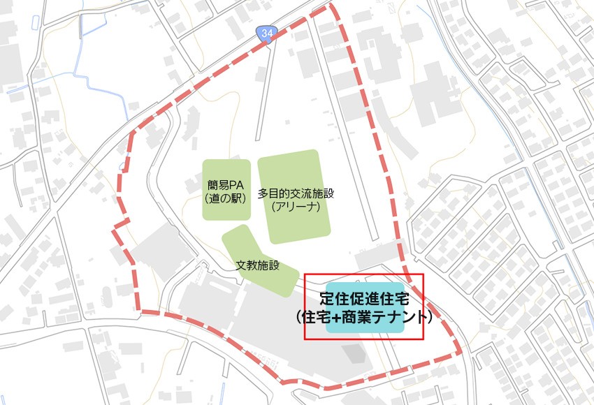 Main contents of the Kamimine Town central urban area revitalization project