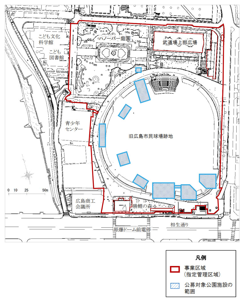 Area of the former Hiroshima Municipal Baseball Stadium site development project