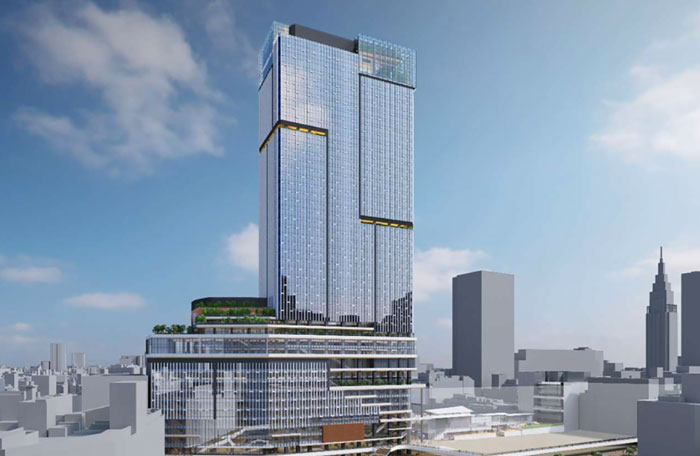 Rendering of the redevelopment of the west exit of Shinjuku Station
